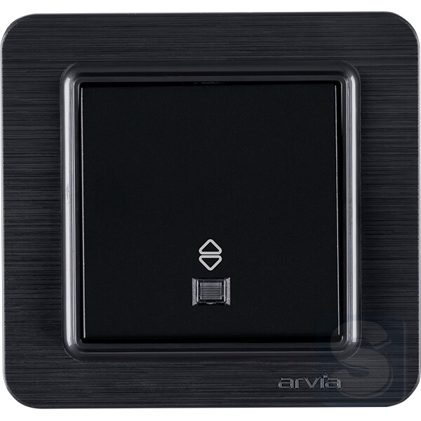 Выключатель одноклавишный ПРОХОДНОЙ с подсветкой Arvia Electric Lavin Черный матовый (21 25 4007 210)